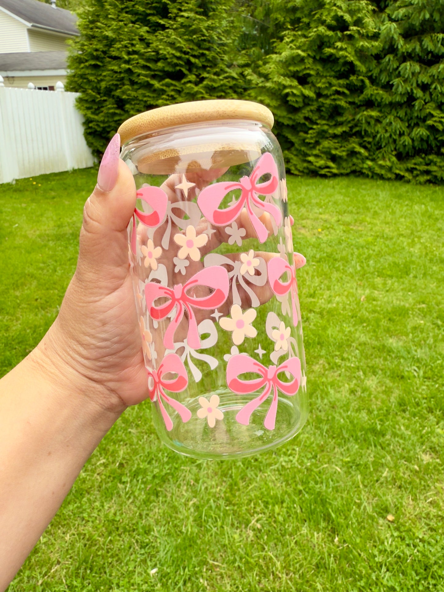 Vaso de vidrio cristalino lazos coquette