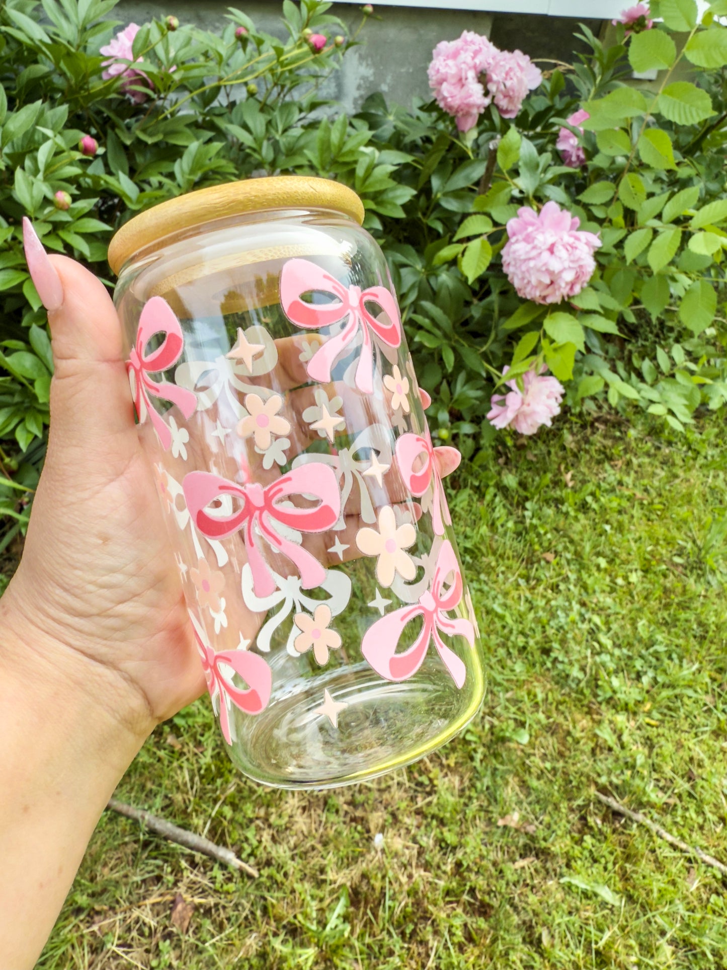 Vaso de vidrio cristalino lazos coquette