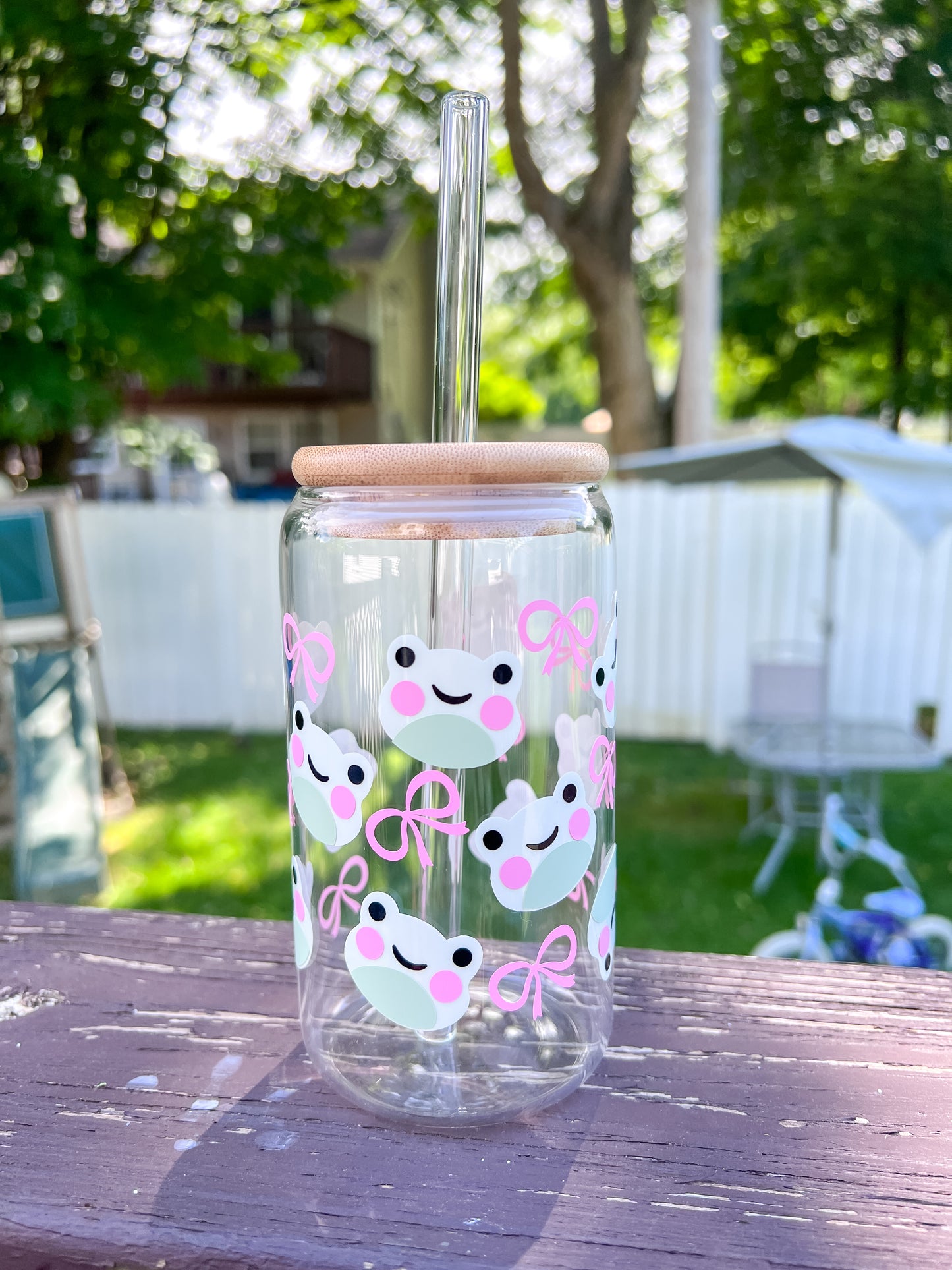 Vaso de vidrio ranitas coquette