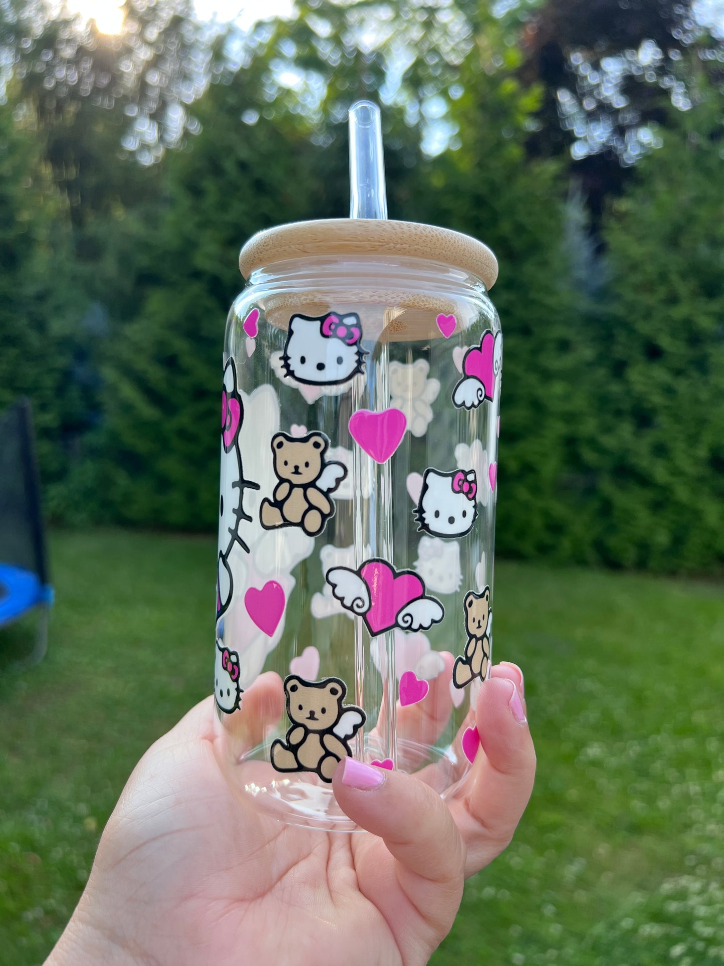 Vaso de vidrio kitty love