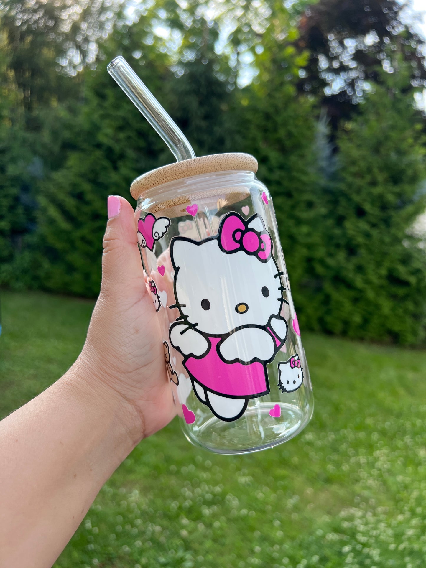 Vaso de vidrio kitty love