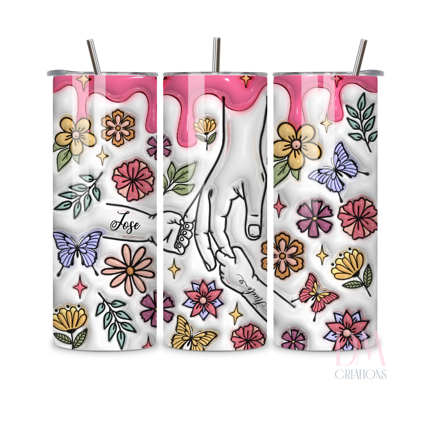 Vaso personalizado, mano de mamá diseño primavera en 3D