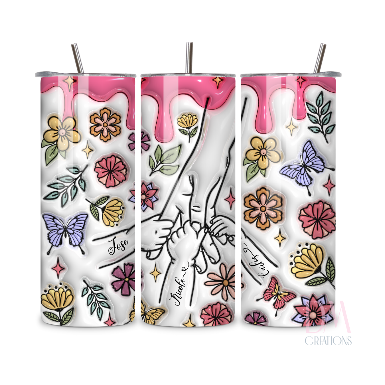 Vaso personalizado, mano de mamá diseño primavera en 3D