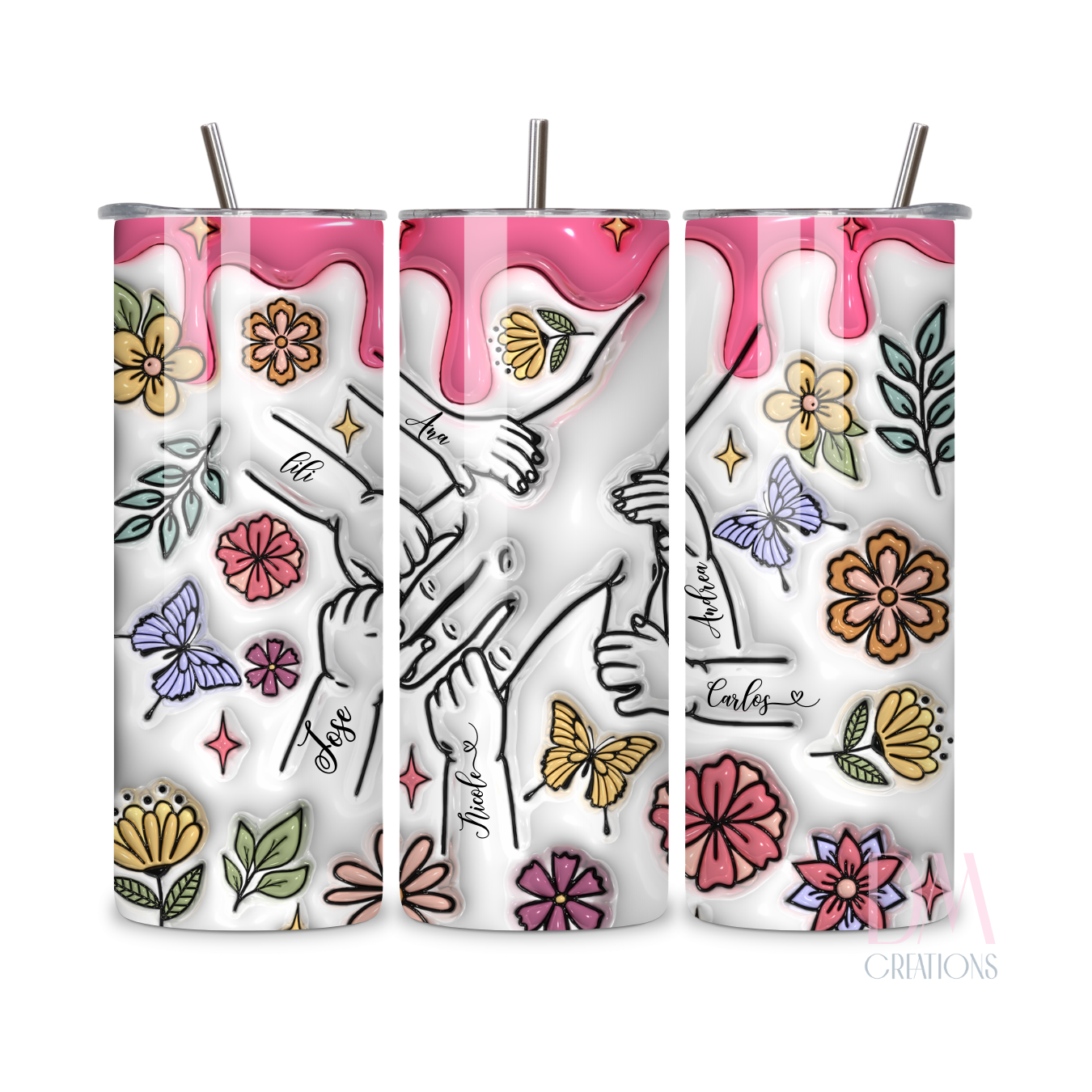 Vaso personalizado, mano de mamá diseño primavera en 3D