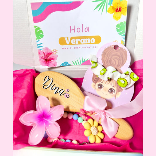 🌸 Set de Verano Personalizado – Cepillo de Bambu personalizado mas accesorios-Edición Limitada