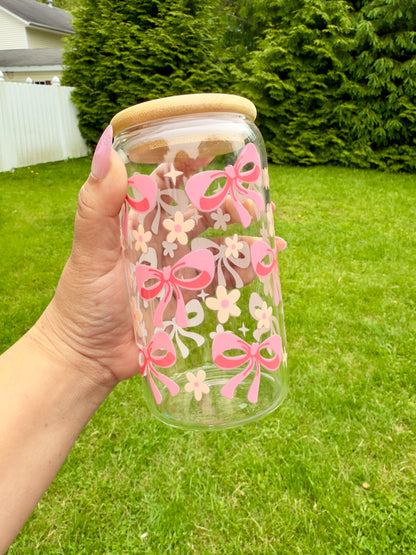 Vaso de vidrio cristalino lazos coquette