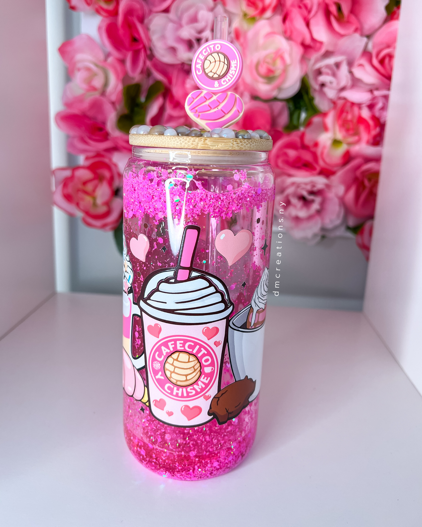 LATA DE VIDRIO CAFECITO Y CHISME ROSA