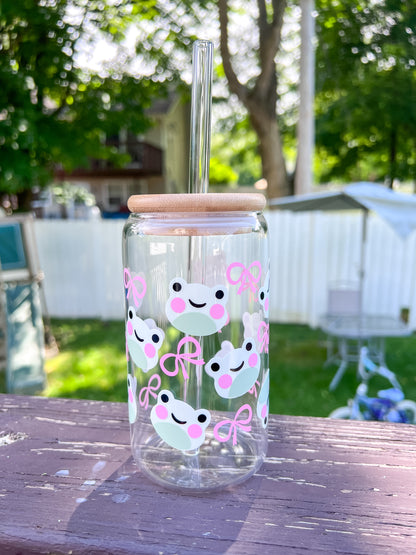 Vaso de vidrio ranitas coquette
