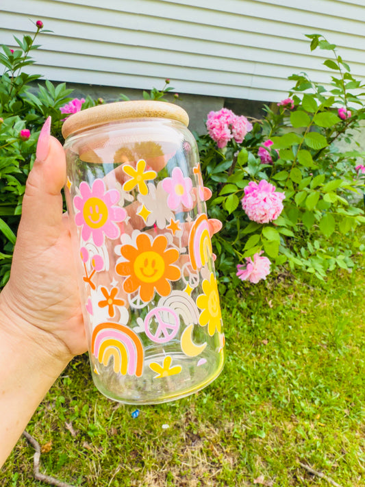 Vaso de vidrio cristalino de verano Floral