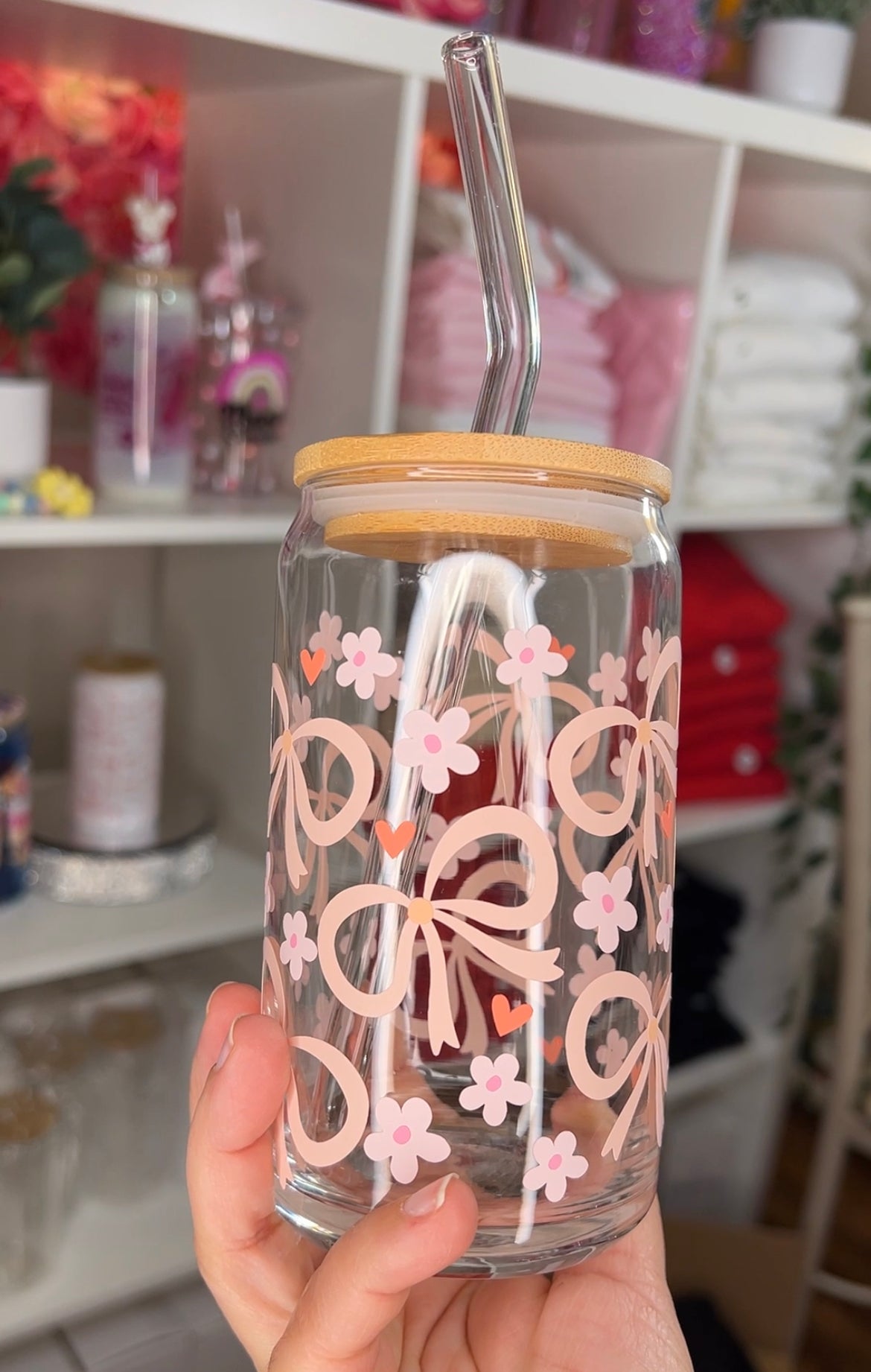 Vaso de vidrio Coquette floral