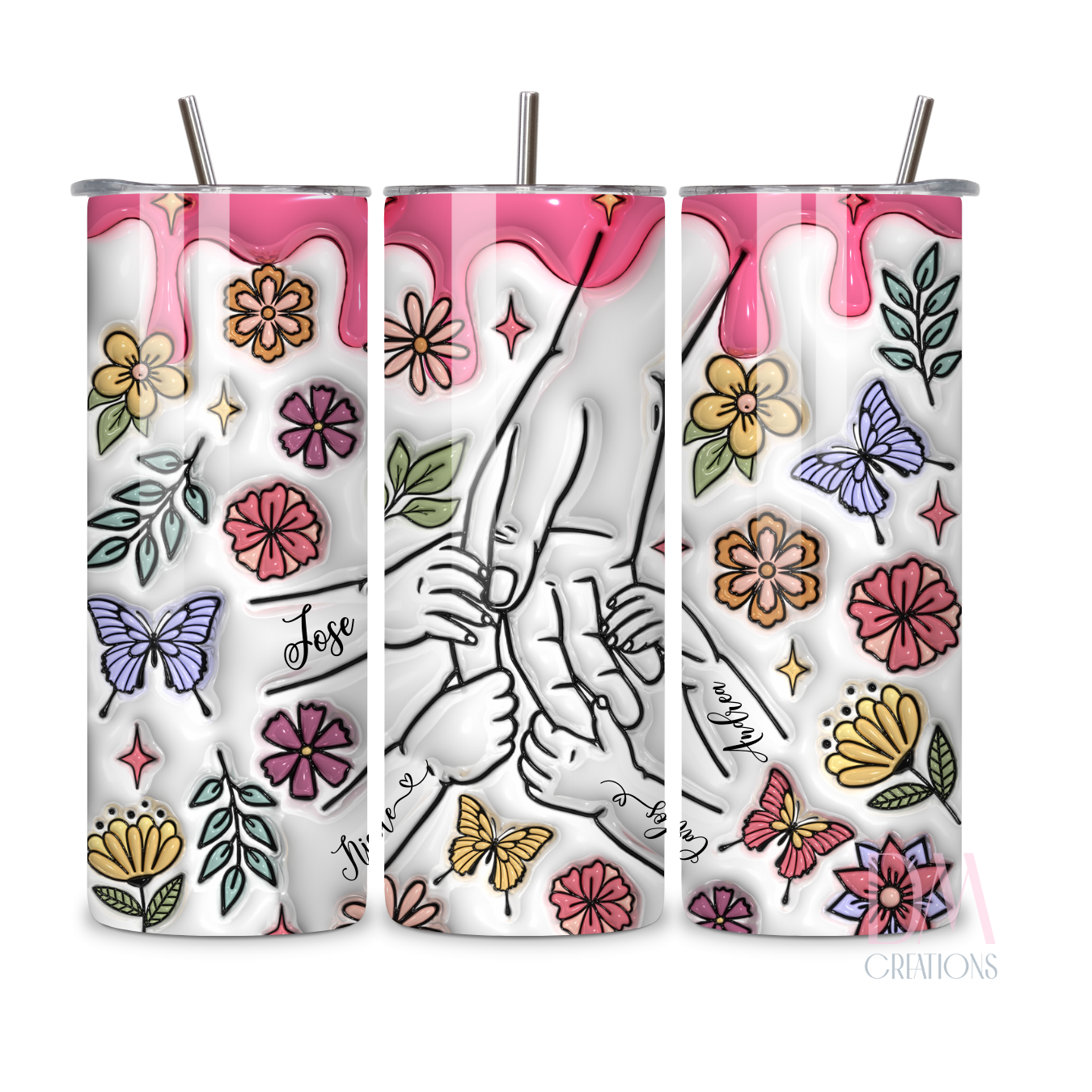Vaso personalizado, mano de mamá diseño  primavera en 3D